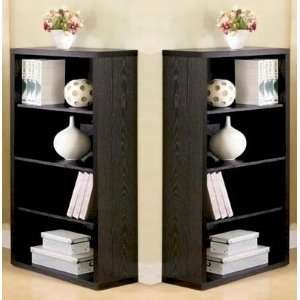  Computer Desk Bookcase Storage Cabinet With Shelves In Black Wood 