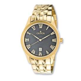 Croton Mens Gold Tone Stainless Steel Black Dial Watch  