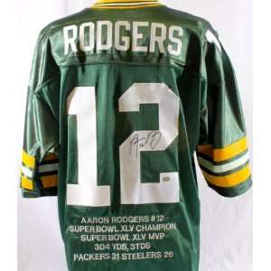  Aaron Rodgers Autographed Super Bowl Stat Jersey   SM Holo 
