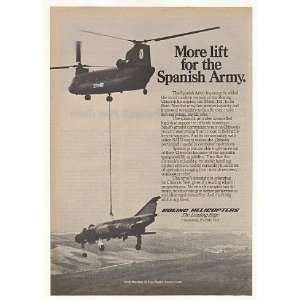  1982 Spanish Army Boeing Chinook 414 Helicopter Print Ad 