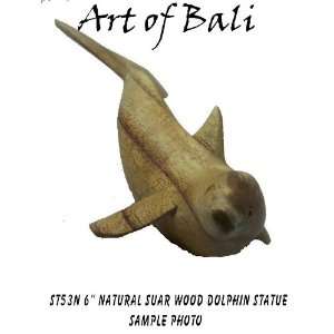  Art of Bali Zen Garden 7 Polished Suar Wood Dolphin ST53N 