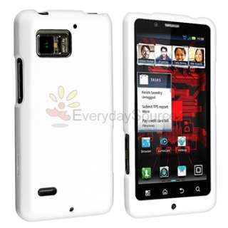White+Clear Hard Case Cover+Privacy LCD Guard For Motorola Droid 