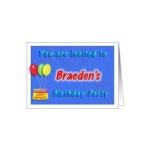  Braedens Birthday, Invitation to the Party Card Toys 