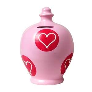 Terramundi Money Pot   Pink w/Red & White Hearts(L2)  