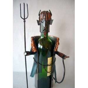  Unique Handmade Devil With Pitchfork Sculpture Steel Wine 