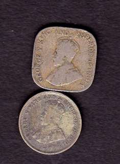 CEYLON SILVER COINS, 25 CENT 1922,5 CENT 1912,XF  