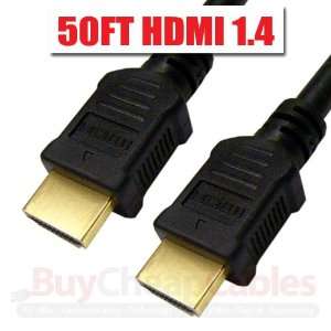   HDMI to HDMI Cable Gold 24k V1.4 CL2 + Ethernet, 50 Feet (15m