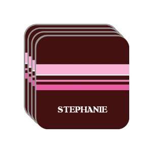   Name Gift   STEPHANIE Set of 4 Mini Mousepad Coasters (pink design