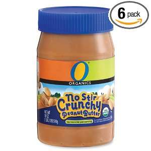 Organics No Stir Crunchy Peanut Butter, 18 Ounce Jars (Pack of 6)