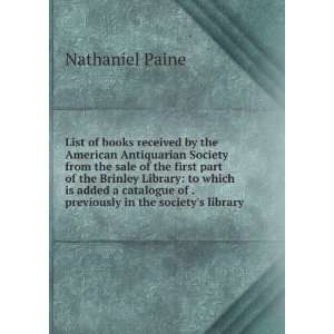 List of books received by the American Antiquarian Society from the 