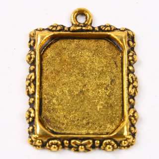 25x Brass Yellow Picture Frame Charm Pendant Finding  