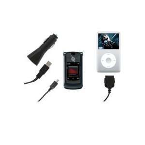  Motorola Mini USB& iPod Y Car Charg Cord GPS & Navigation
