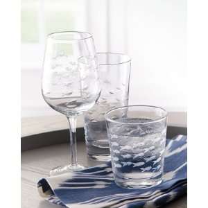  Four Etched Fish Wine Glasses