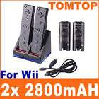 Black Remote Controller Charger+2 Battery Packs For Wii