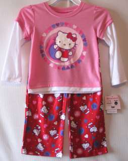 Hello Kitty Pajamas Girls size 2T 4T Valentine Pajamas  