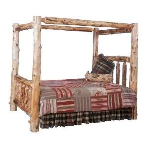  Traditional Cedar Log Canopy Bed in Vintage   King