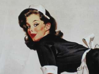 ELVGREN PINUP GIRL ART MAID IN BLACK STOCKINGS COVER UP CLEAN SWEEP 