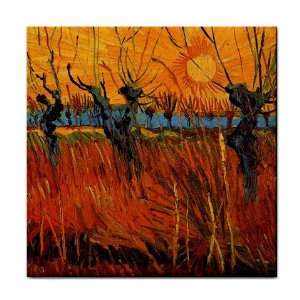  Willows at Sunset By Vincent Van Gogh Tile Trivet 