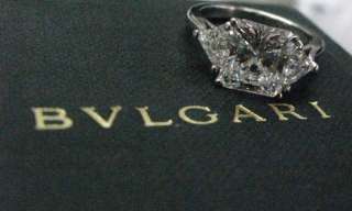 BVLGARI Platinum 3 Stone Diamond Ring 4.21CT D VS1  