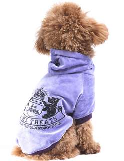 Dog PURPLE Hoodie Velour Jacket Coat Clothes Any Size  
