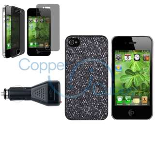 ACCESSORY for Apple iPhone 4S 4 G BLACK CASE+CHARGER+PRIVACY FILM 