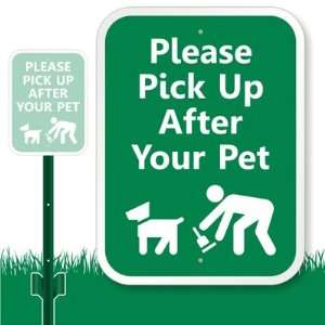   Dog Poop Symbol) Aluminum Sign with Stake, 12 x 9