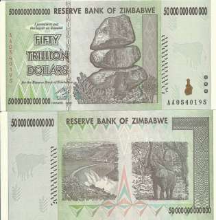 50 DOLLAR BILL PAPER MONEY ZIMBABWE TRILLION, US SELER  
