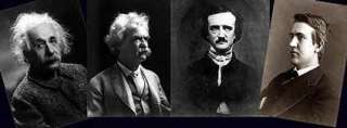 Above Albert Einstein, Mark Twain, Edgar Allan Poe and Thomas 