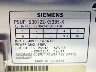 Siemens PSUP S30122 K5385 X Telecom System Power Supply 31E3523 97413C 