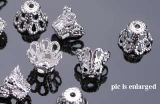 100 Silver Plated Filigree Basket Bead Caps  