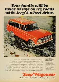 1966 Ad Kraiser Red Jeep Wagoneer Vintage 4 Wheel Drive   ORIGINAL 