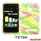 Phone Case HTC EVO 4G Glow in the Dark Colorful Zebra Print