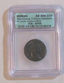 Roman Maximinus II Genio AE Follis ICG EF45 AD 309 310  