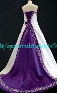 Storage White&Purple Lace up Wedding Dress Size6 16  