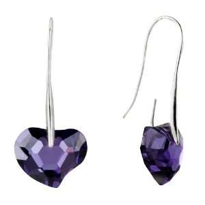 February Purple Heart Swarovski Crystal Earrings Pugster 