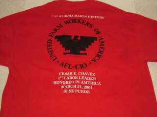 2001 CESAR CHAVEZ t shirt UNITED FARM WORKERS AFL CIO L  