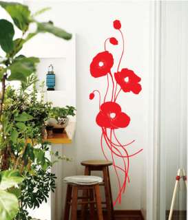 POPPY FLOWERS   Vinyl Wall Art Decals Stickers Large  