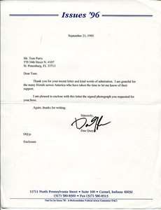 Dan Quayle US Vice President Rare Signed Autograph Letter TSL  