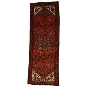  36 x 96 Red Persian Hand Knotted Wool Hossainabad Runner 