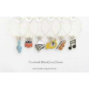  Music Themed Enamel Wine Glass Charms