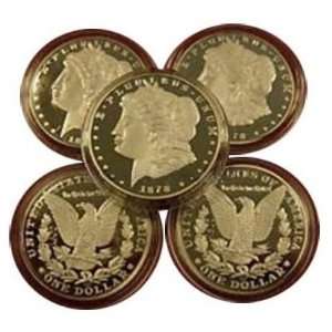  Lot of 5   1880 CC Morgan Silver Dollar Replica Coins 