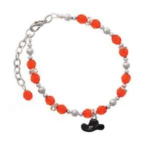 Cowboy Hat   Black Orange Czech Glass Beaded Charm Bracelet [Jewelry]
