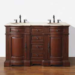NEW 55 Solid Wood Cabinet Bathroom Double Ivory Sinks Vanity Granite 