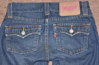 Levis 504 SLOUCH distressed flare stretch womens jeans, 30x32, sz 3M 
