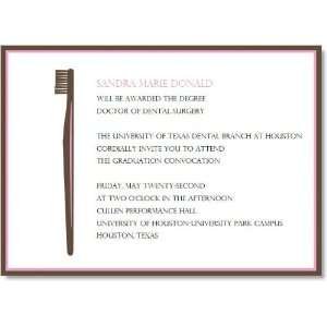 Pink And Brown Toothbrush Graduation Invitations