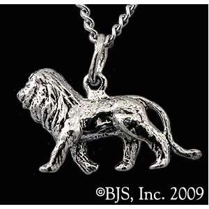  Lion Necklace, Sterling Silver, 24 long rhodium plated chain, Lion 