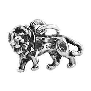  Sterling Silver One Sided Strong Lion Charm Jewelry