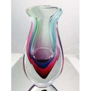  Murano Design Ruby Sommerso Heavey Glass Vase TTX 710 