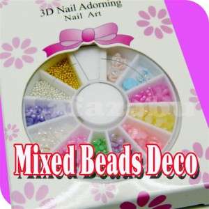 Mixed Heart Beads 3D Flower Beads in Wheel Nail Art C  