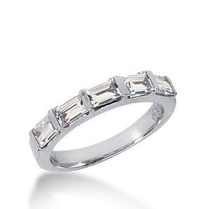 18k Gold Diamond Anniversary Wedding Ring 5 Straight Baguette Diamonds 